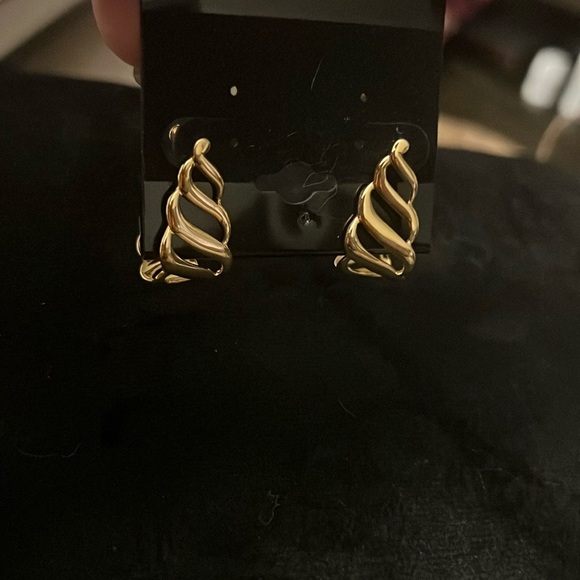 Vintage gold woven  half hoops - Picture 2 of 4